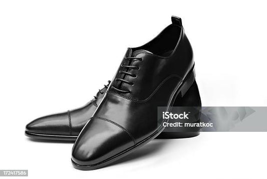 Elegant Black Leather Shoes stock photo