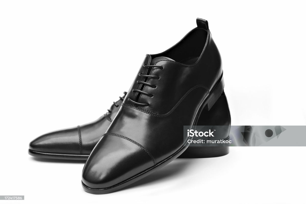 Elegant Black Leather Shoes stock photo